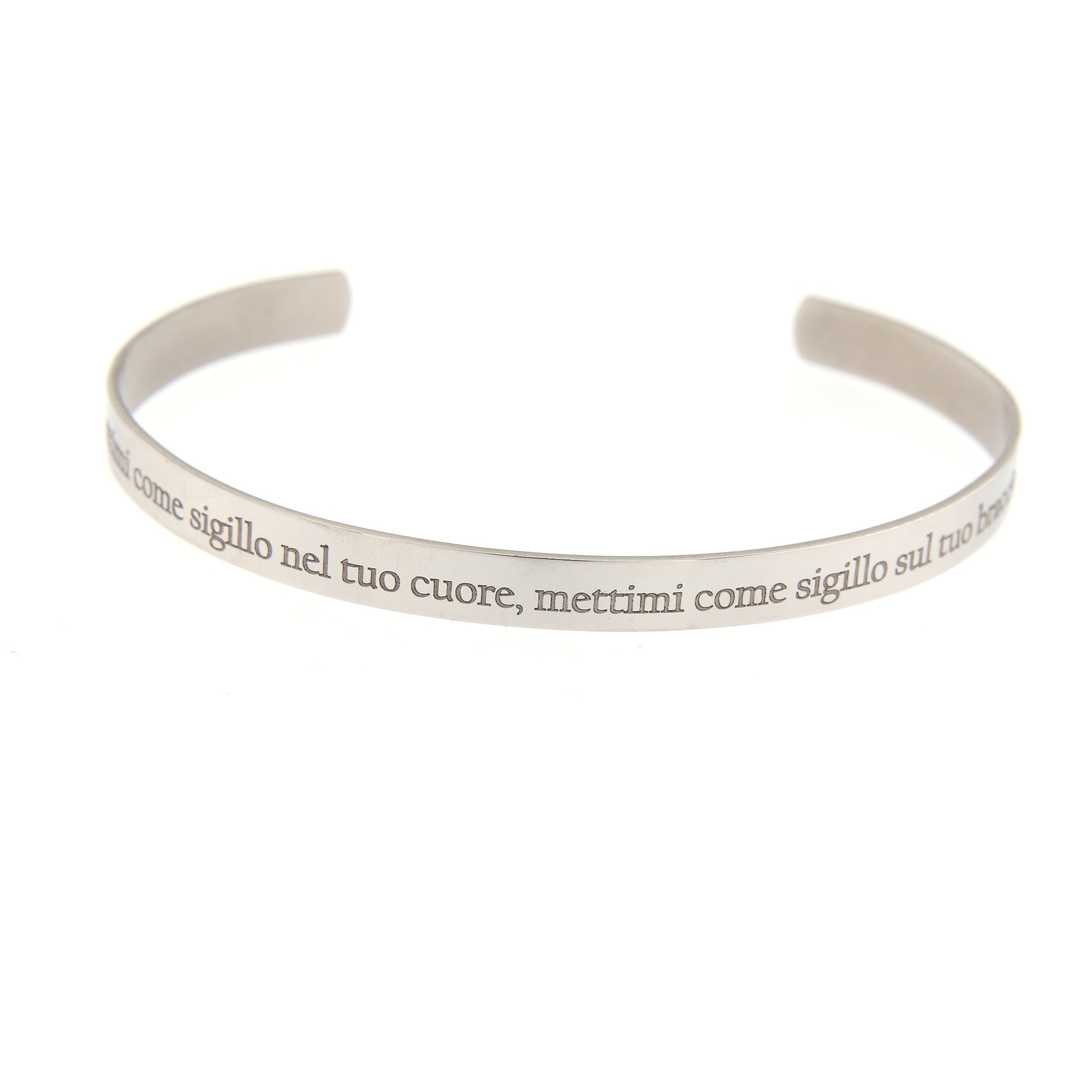 Bracciale rigido in acciaio con incisione