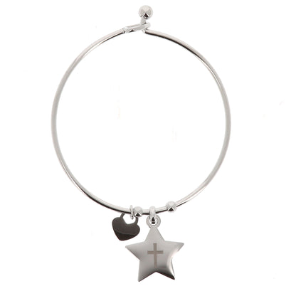 Bracciale rigido in acciaio Stella con incisioni
