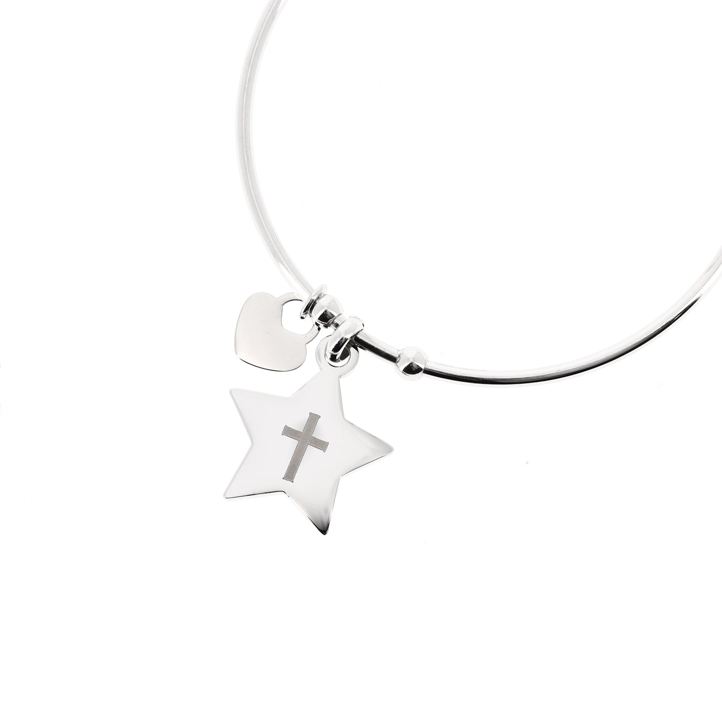 Bracciale rigido in acciaio Stella con incisioni