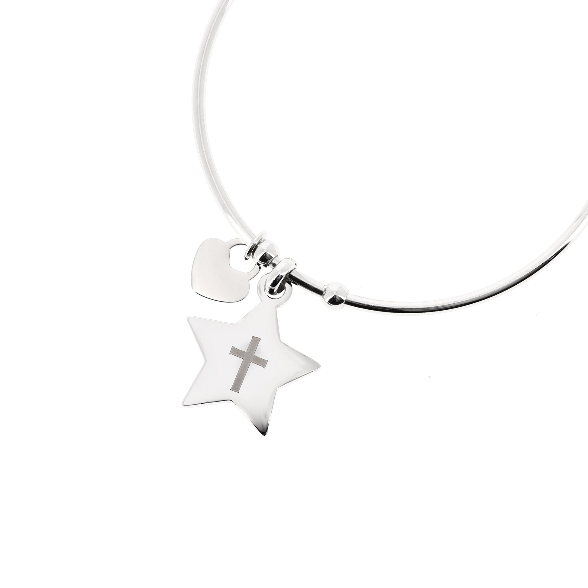 Bracciale rigido in acciaio Stella con incisioni