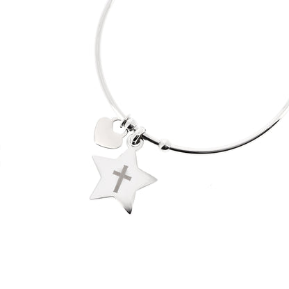 Bracciale rigido in acciaio Stella con incisioni