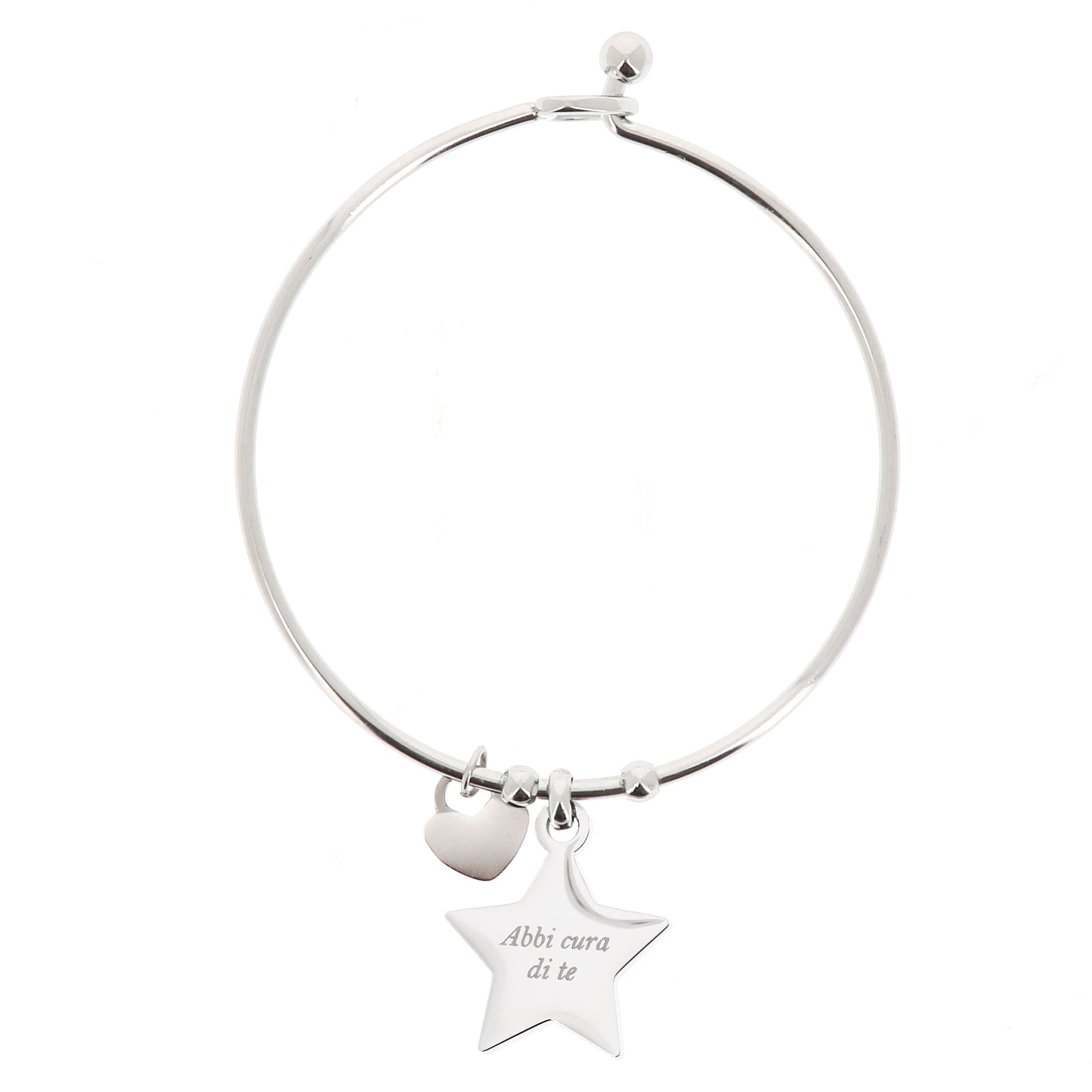 Bracciale rigido in acciaio Stella con incisioni