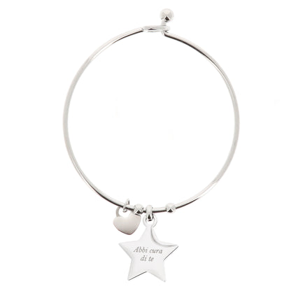 Bracciale rigido in acciaio Stella con incisioni
