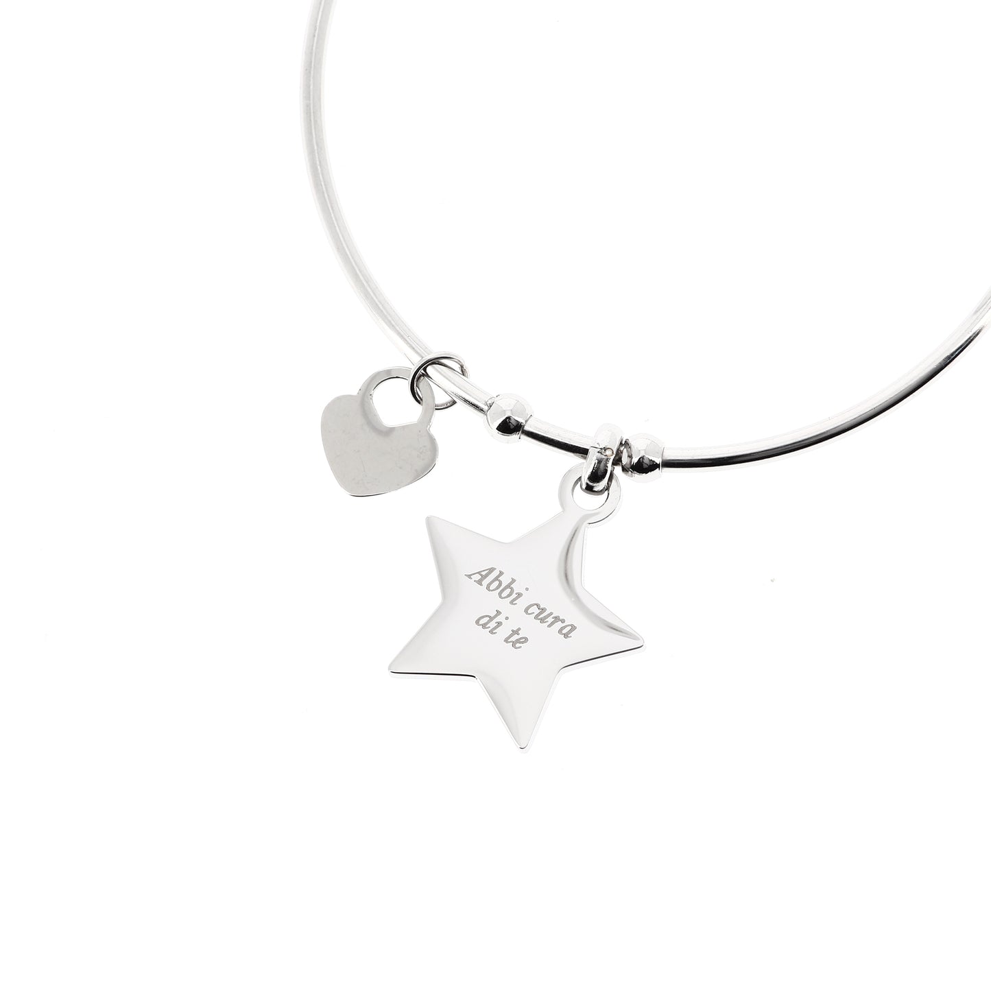 Bracciale rigido in acciaio Stella con incisioni