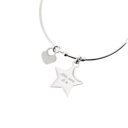 Bracciale rigido in acciaio Stella con incisioni