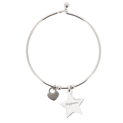 Bracciale rigido in acciaio Stella con incisioni