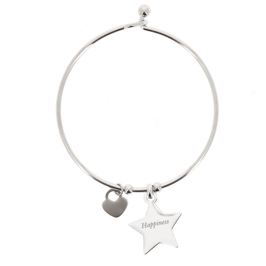 Bracciale rigido in acciaio Stella con incisioni