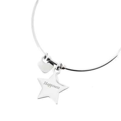 Bracciale rigido in acciaio Stella con incisioni