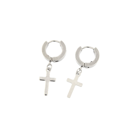 Coppia di orecchini in acciaio Croce