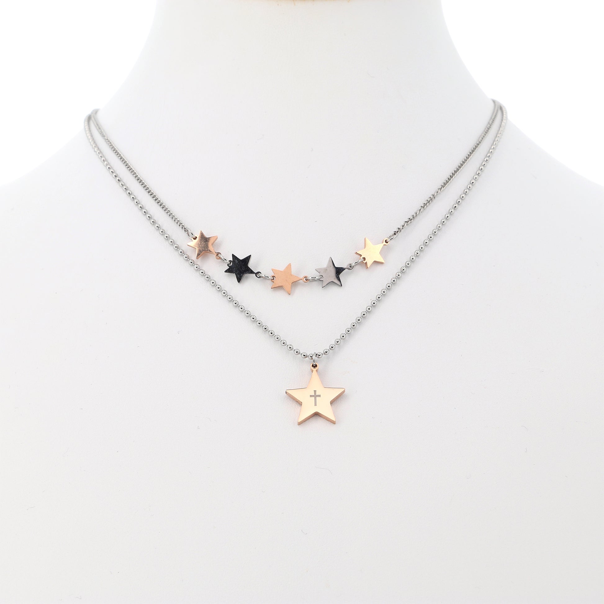 Collana in acciaio Stelle con incisione