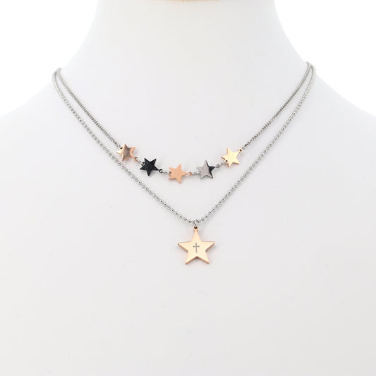 Collana in acciaio Stelle con incisione