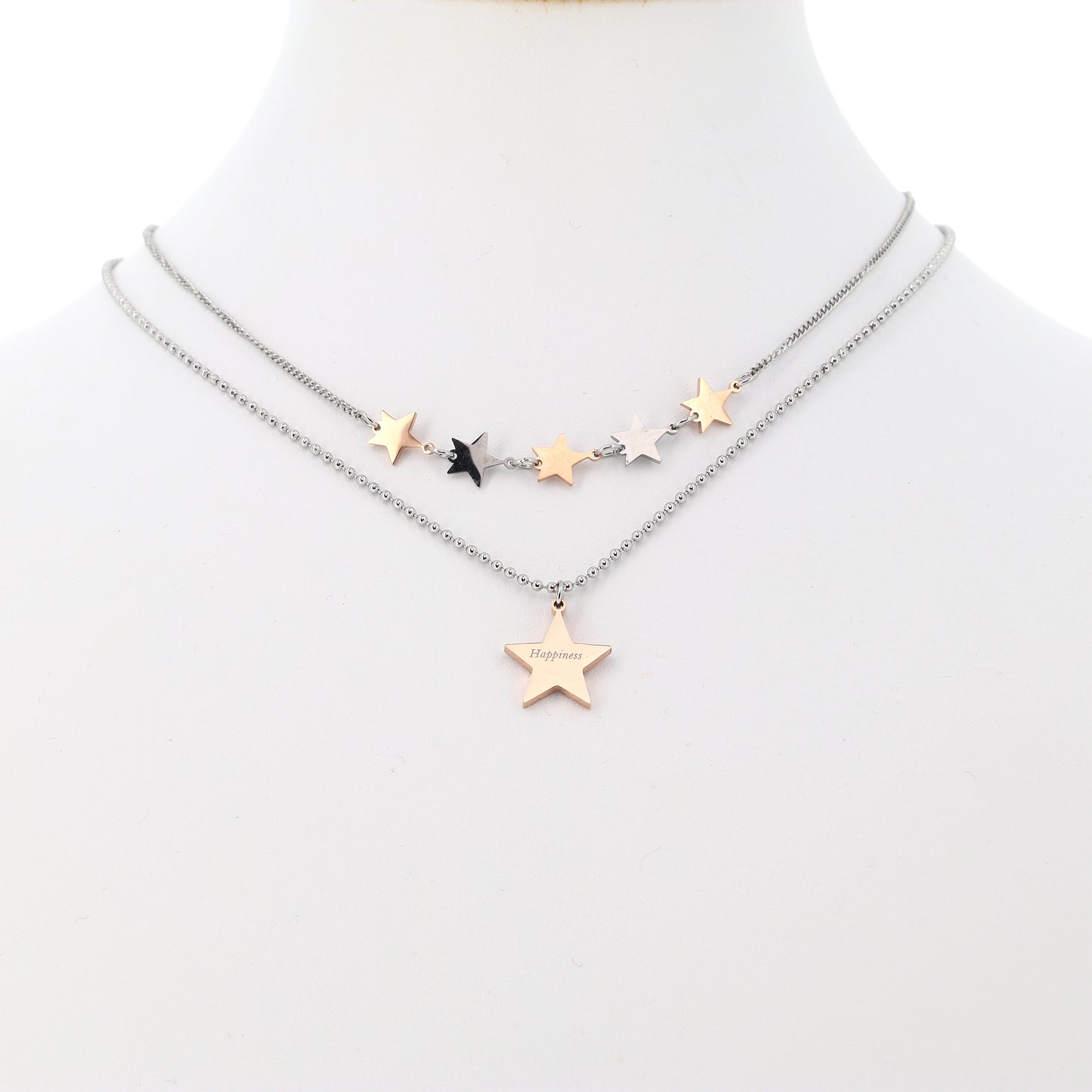 Collana in acciaio Stelle con incisione