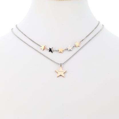 Collana in acciaio Stelle con incisione