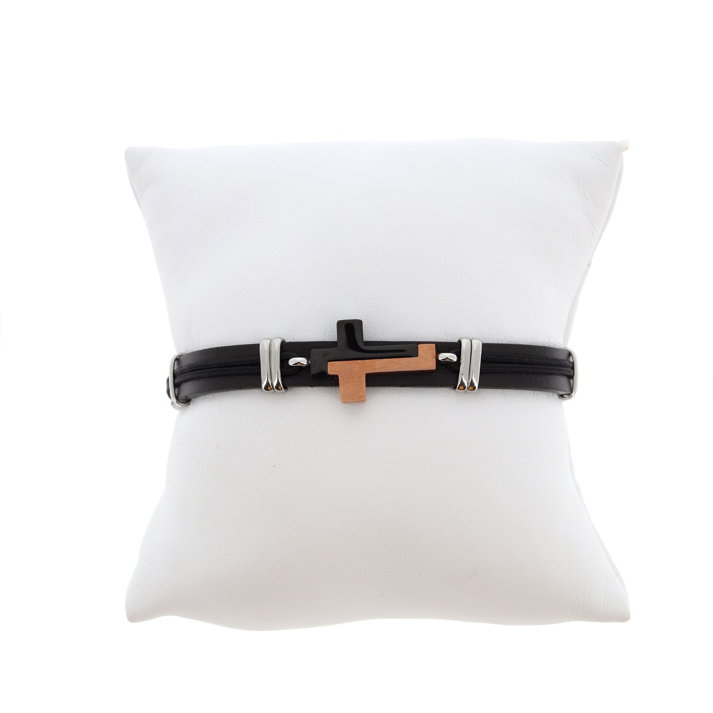 Bracciale uomo in pelle e acciaio