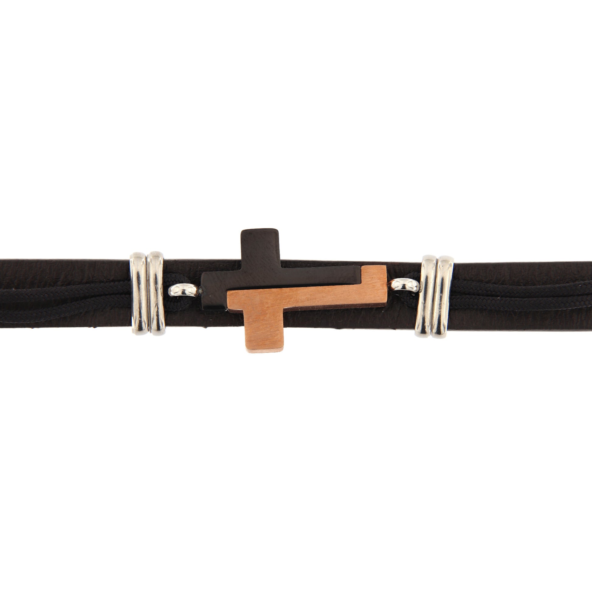 Bracciale uomo in pelle e acciaio