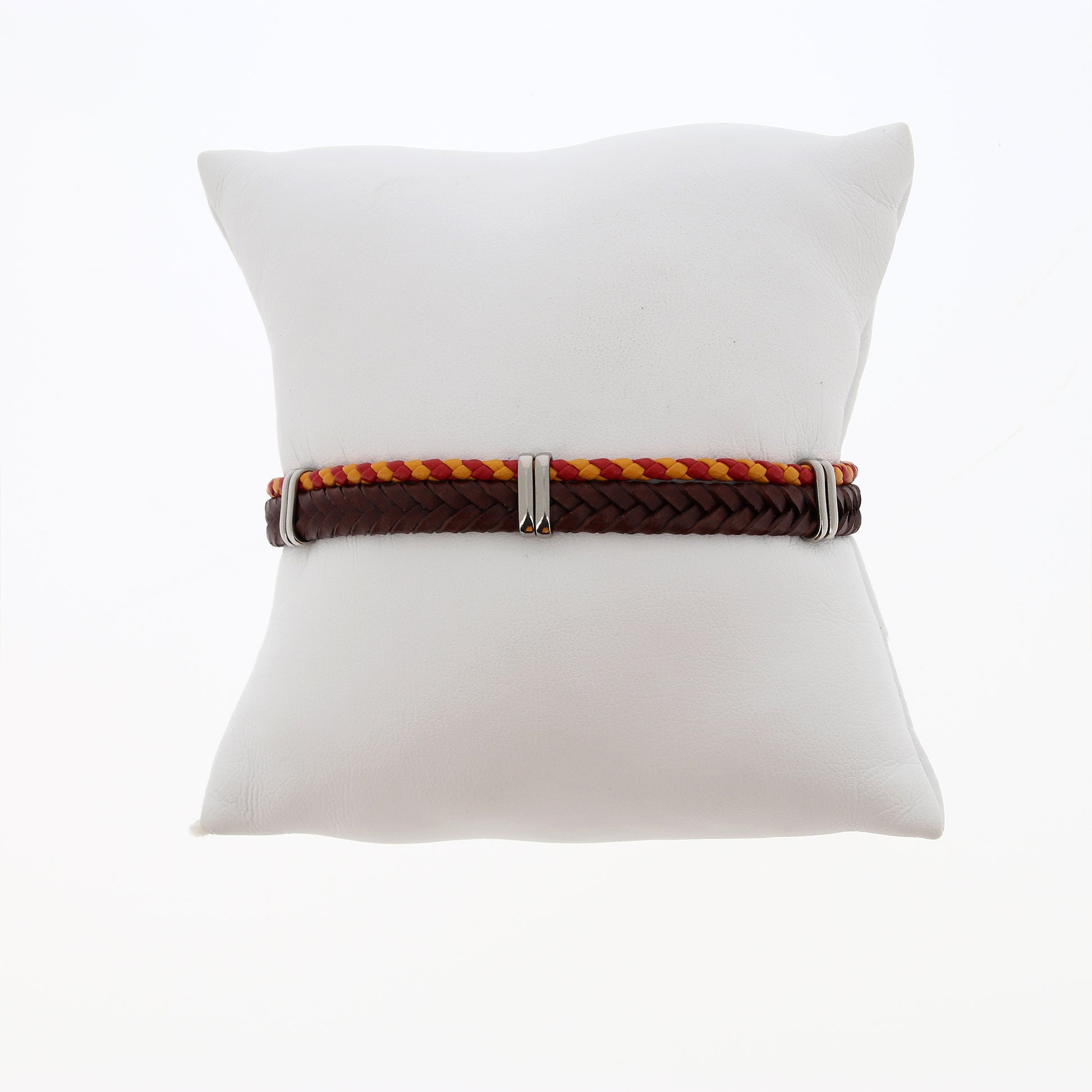 Bracciale uomo in pelle e acciaio