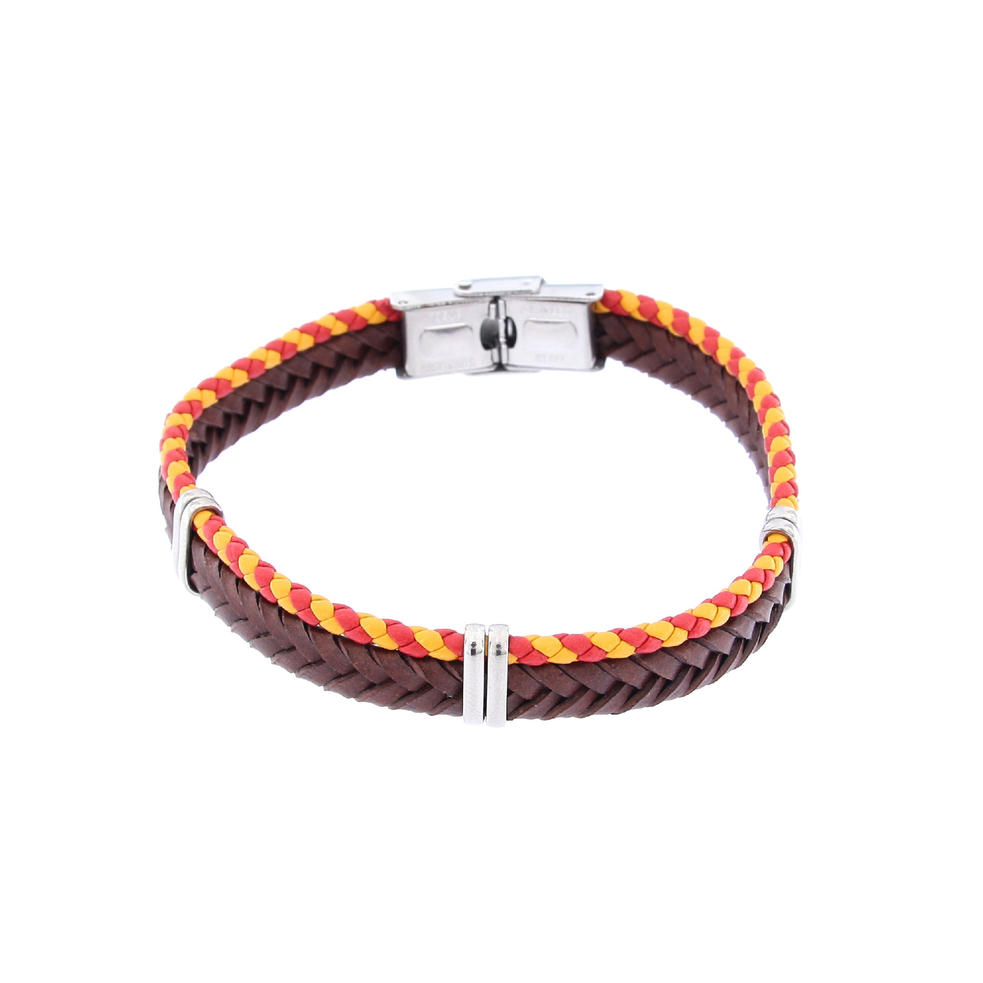 Bracciale uomo in pelle e acciaio