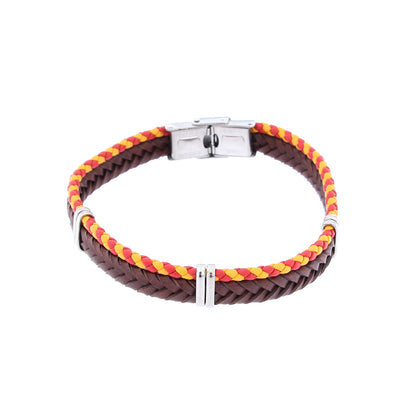 Bracciale uomo in pelle e acciaio
