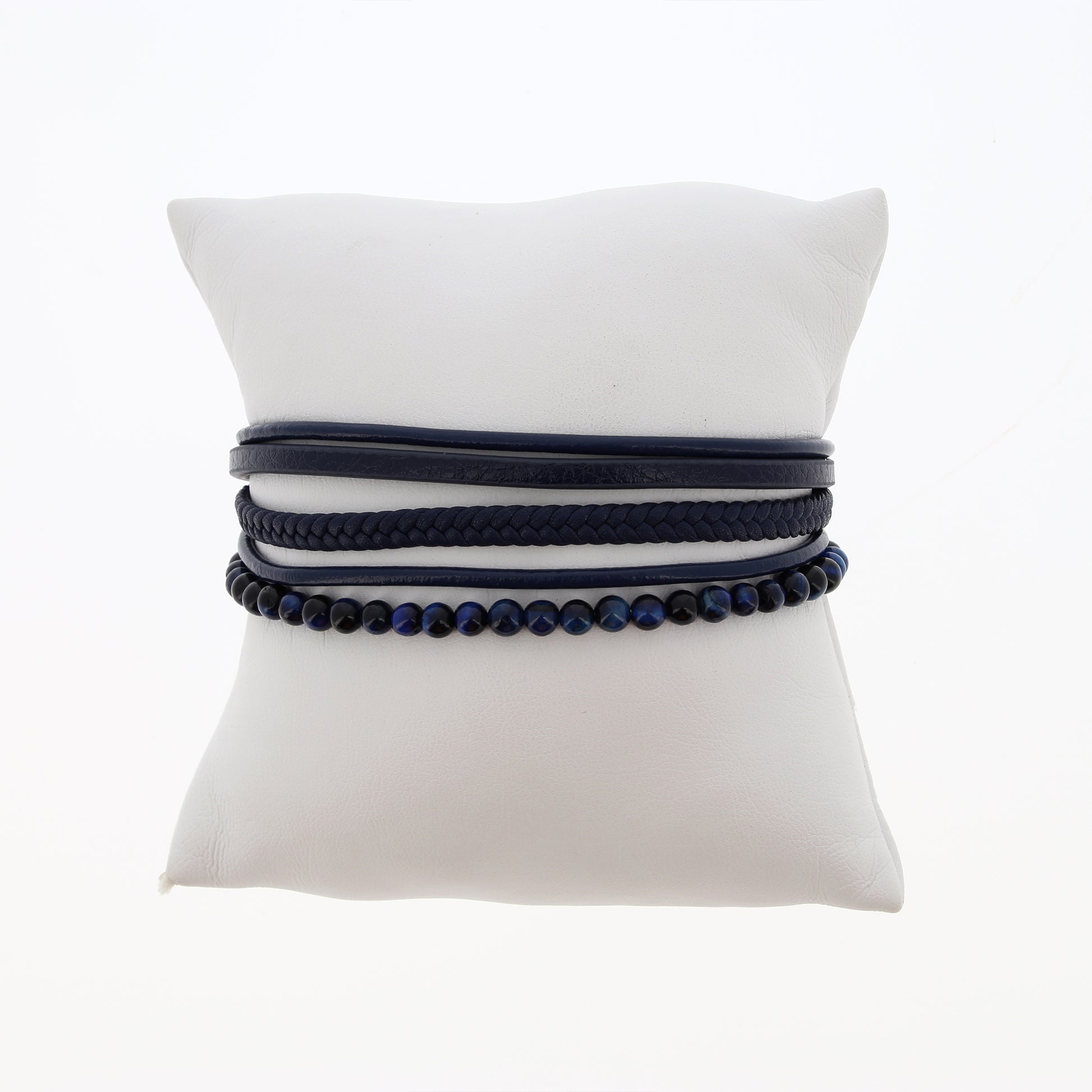 Bracciale uomo in pelle e pietre
