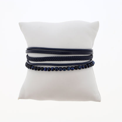 Bracciale uomo in pelle e pietre
