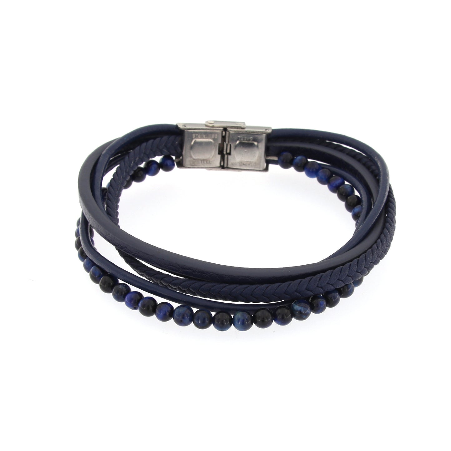 Bracciale uomo in pelle e pietre