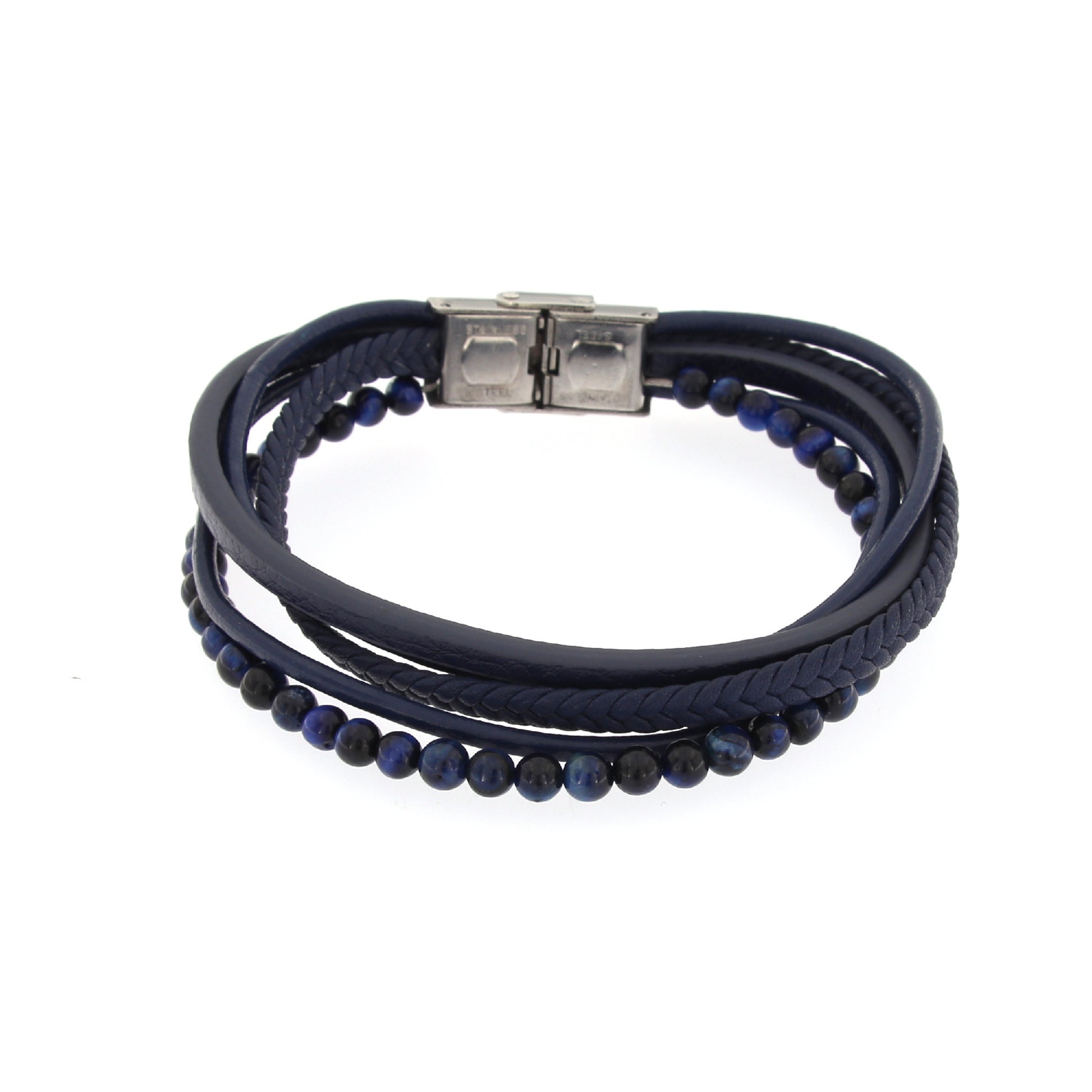 Bracciale uomo in pelle e pietre