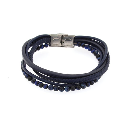 Bracciale uomo in pelle e pietre