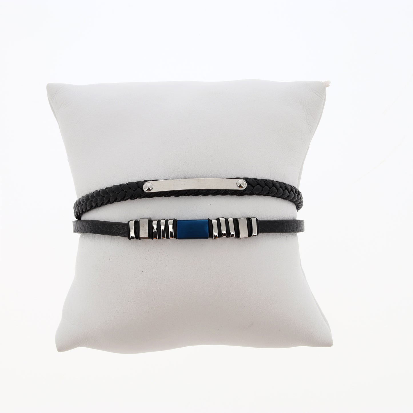 Bracciale uomo in pelle e acciaio