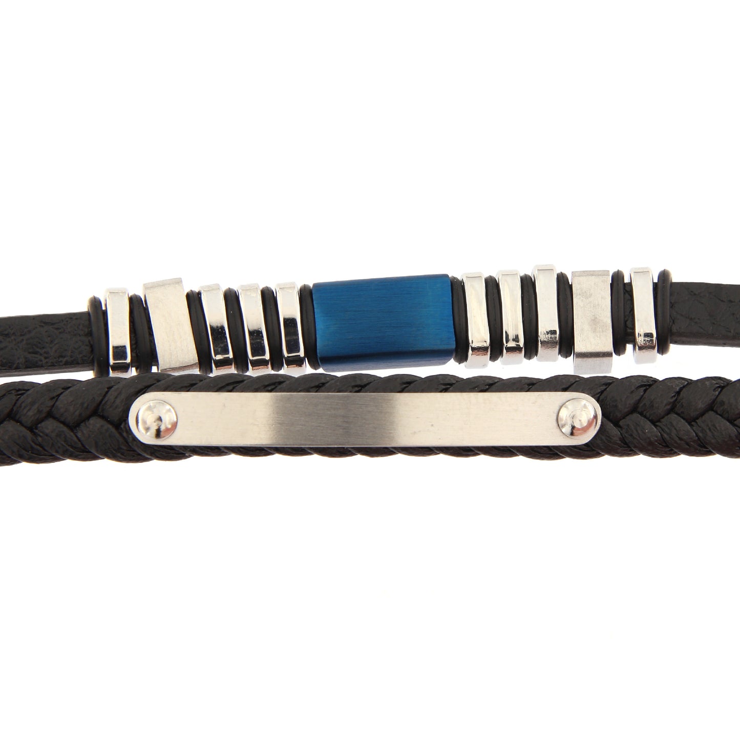 Bracciale uomo in pelle e acciaio