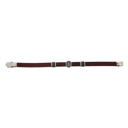 Bracciale uomo in pelle marrone e acciaio San Benedetto