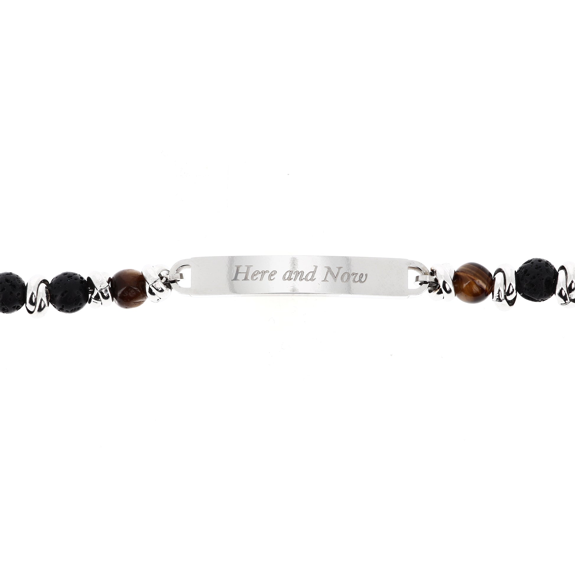 Bracciale uomo in acciaio e pietre con placca centrale