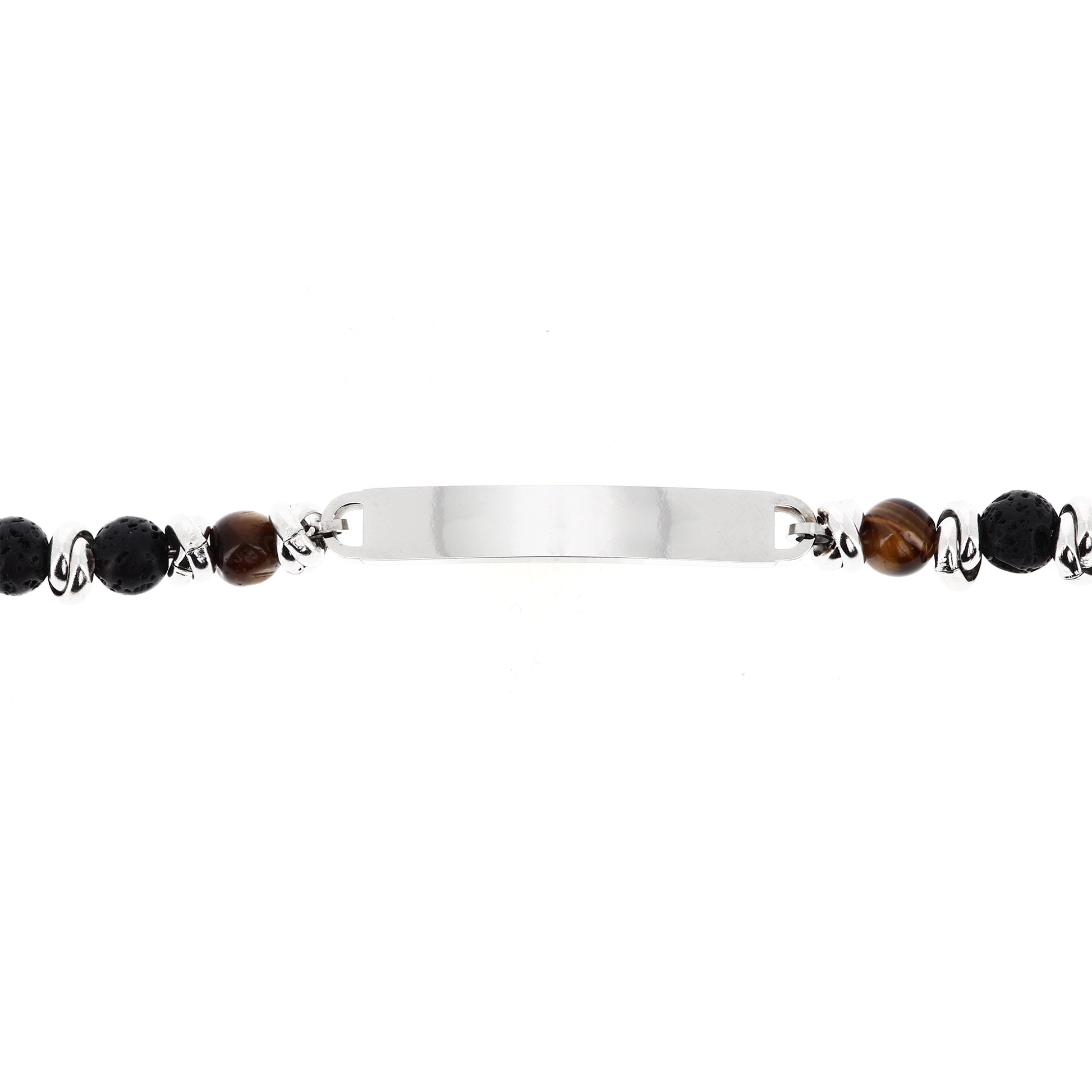 Bracciale uomo in acciaio e pietre con placca centrale