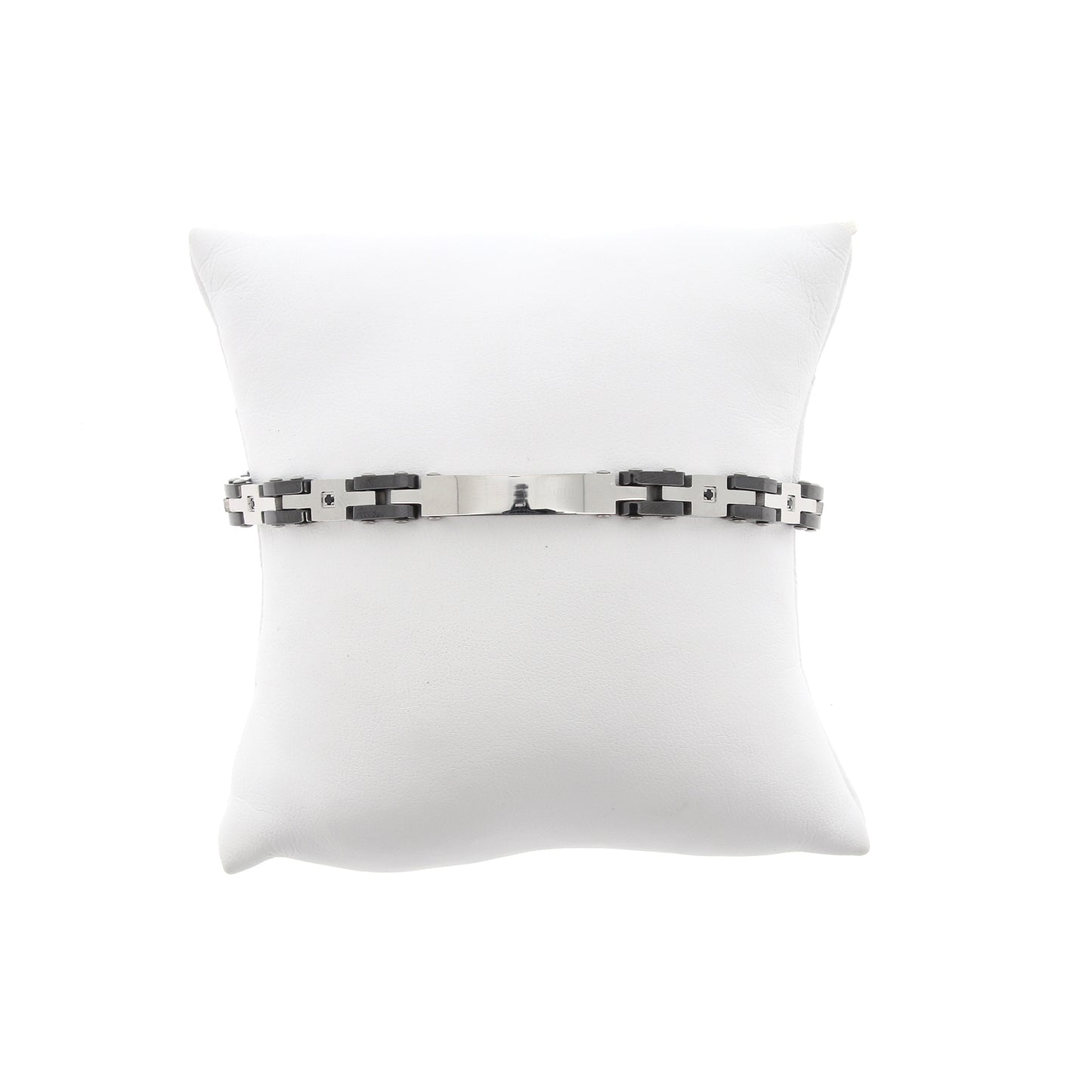 Bracciale uomo in acciaio bicolore e strass neri