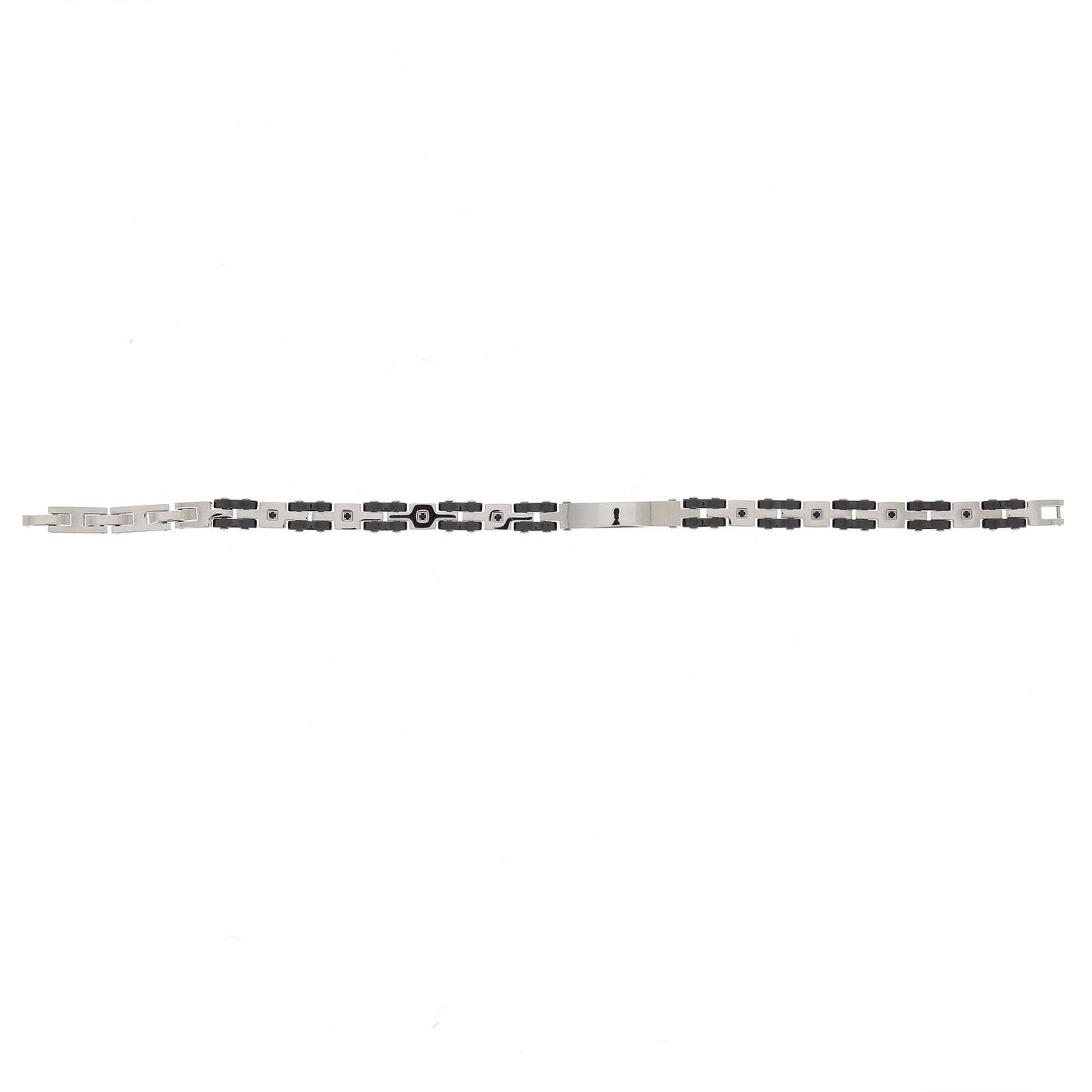 Bracciale uomo in acciaio bicolore e strass neri