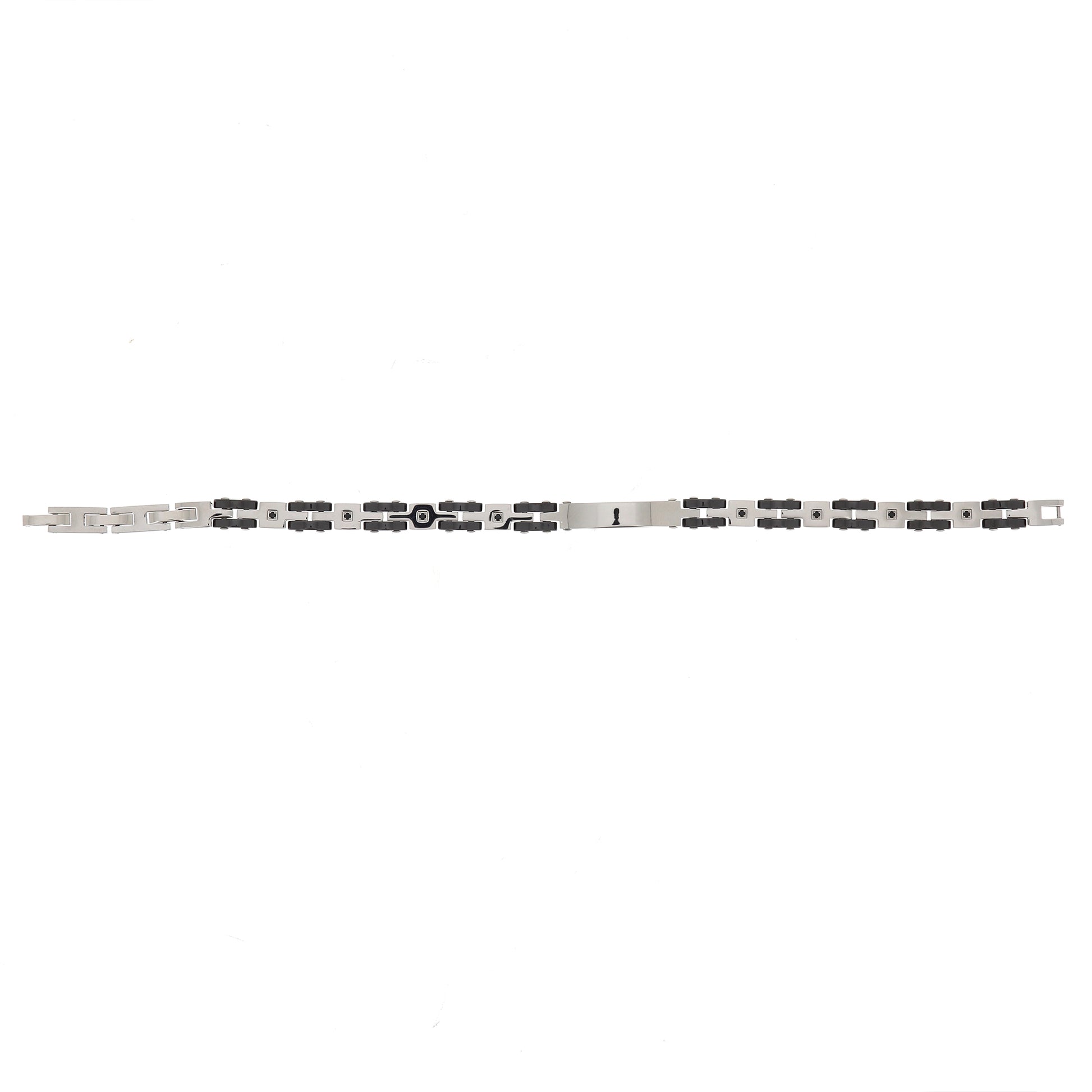 Bracciale uomo in acciaio bicolore e strass neri