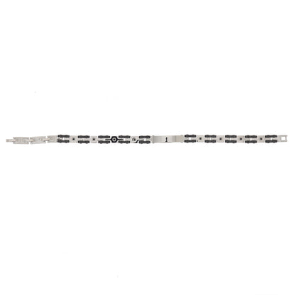 Bracciale uomo in acciaio bicolore e strass neri