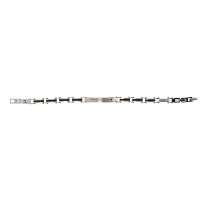 Bracciale uomo in acciaio bicolor, placca centrale e incisione "Wherever you will go"