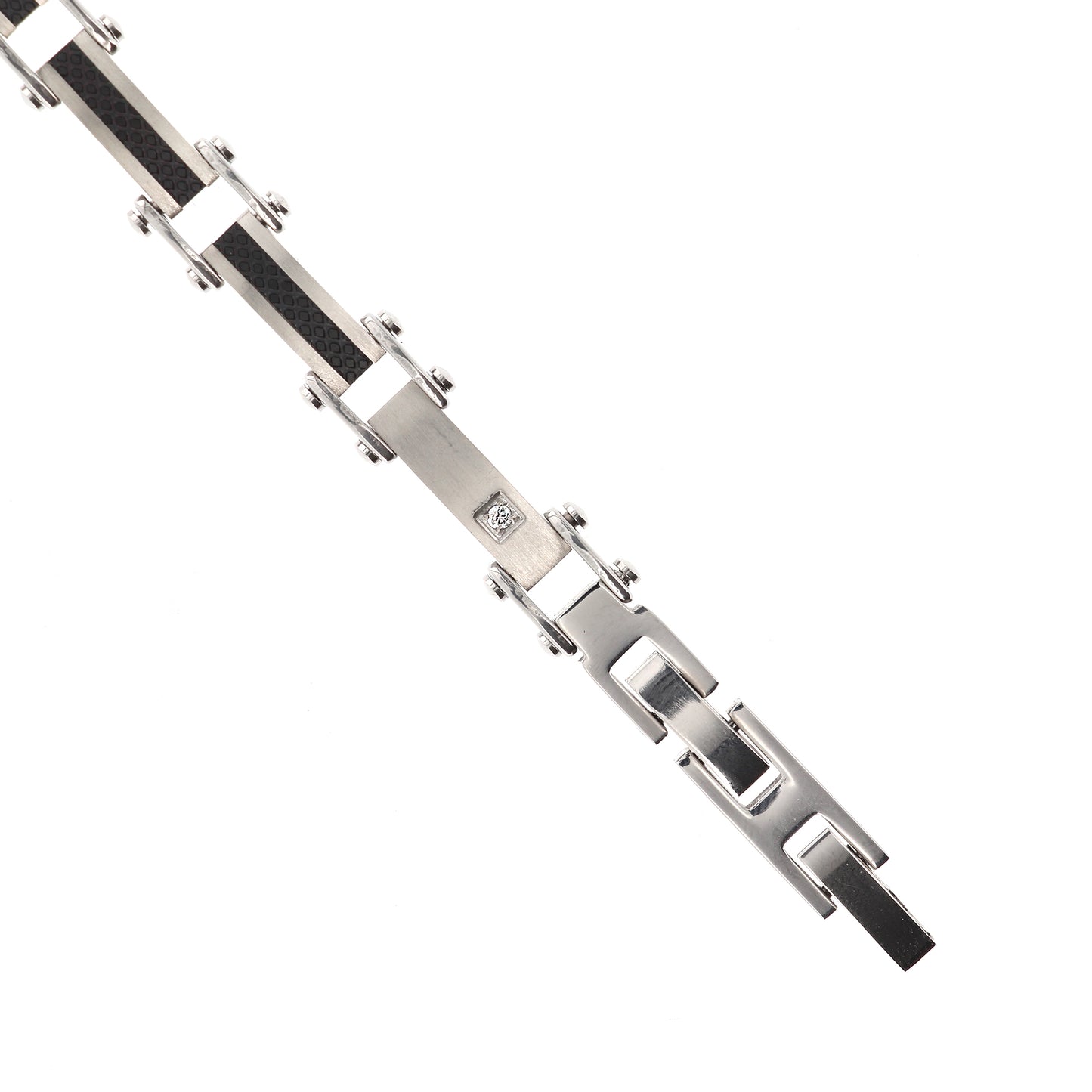 Bracciale uomo in acciaio bicolor, placca centrale e incisione "Wherever you will go"