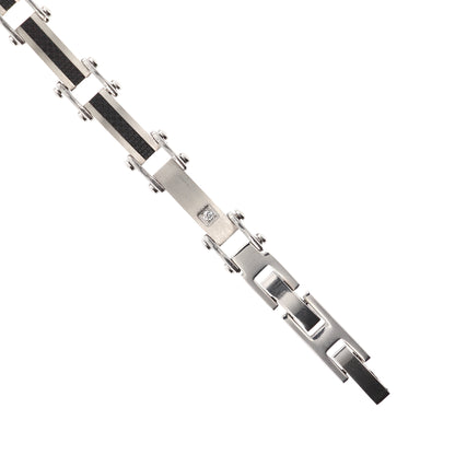 Bracciale uomo in acciaio bicolor, placca centrale e incisione "Wherever you will go"