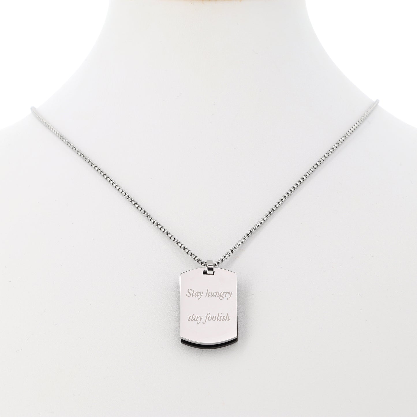 Collana da uomo con doppia placca in acciaio e incisione