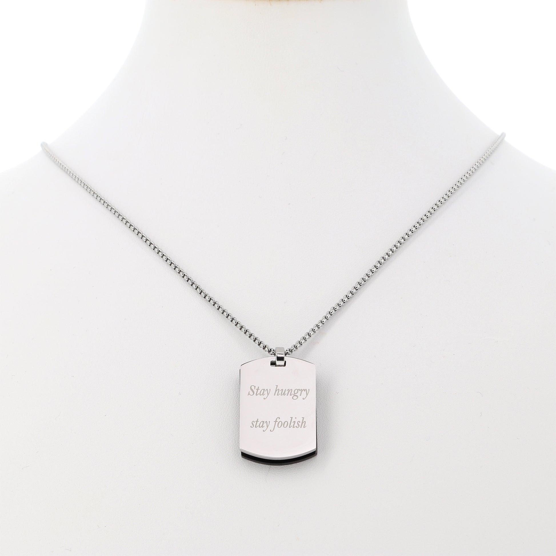 Collana da uomo con doppia placca in acciaio e incisione