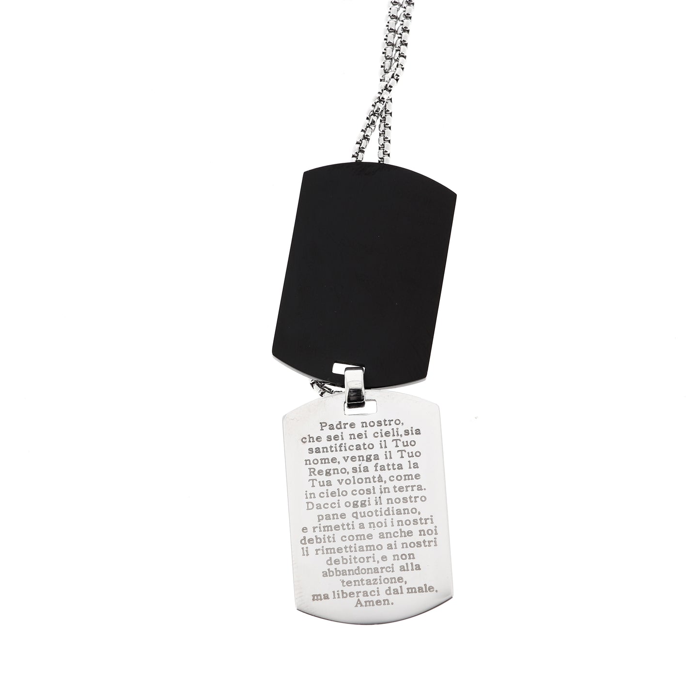 Collana da uomo con doppia placca in acciaio e incisione