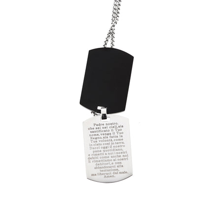 Collana da uomo con doppia placca in acciaio e incisione