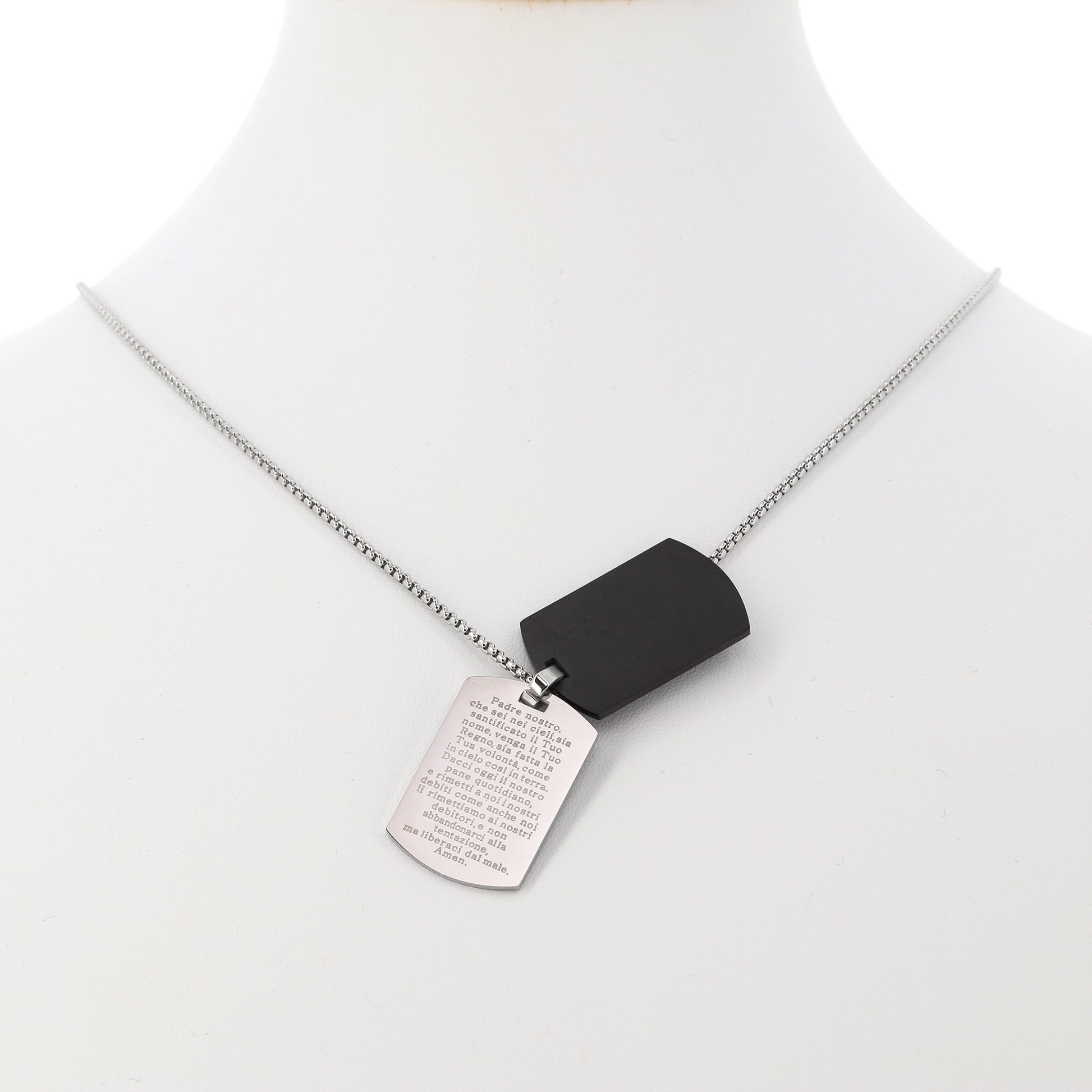 Collana da uomo con doppia placca in acciaio e incisione