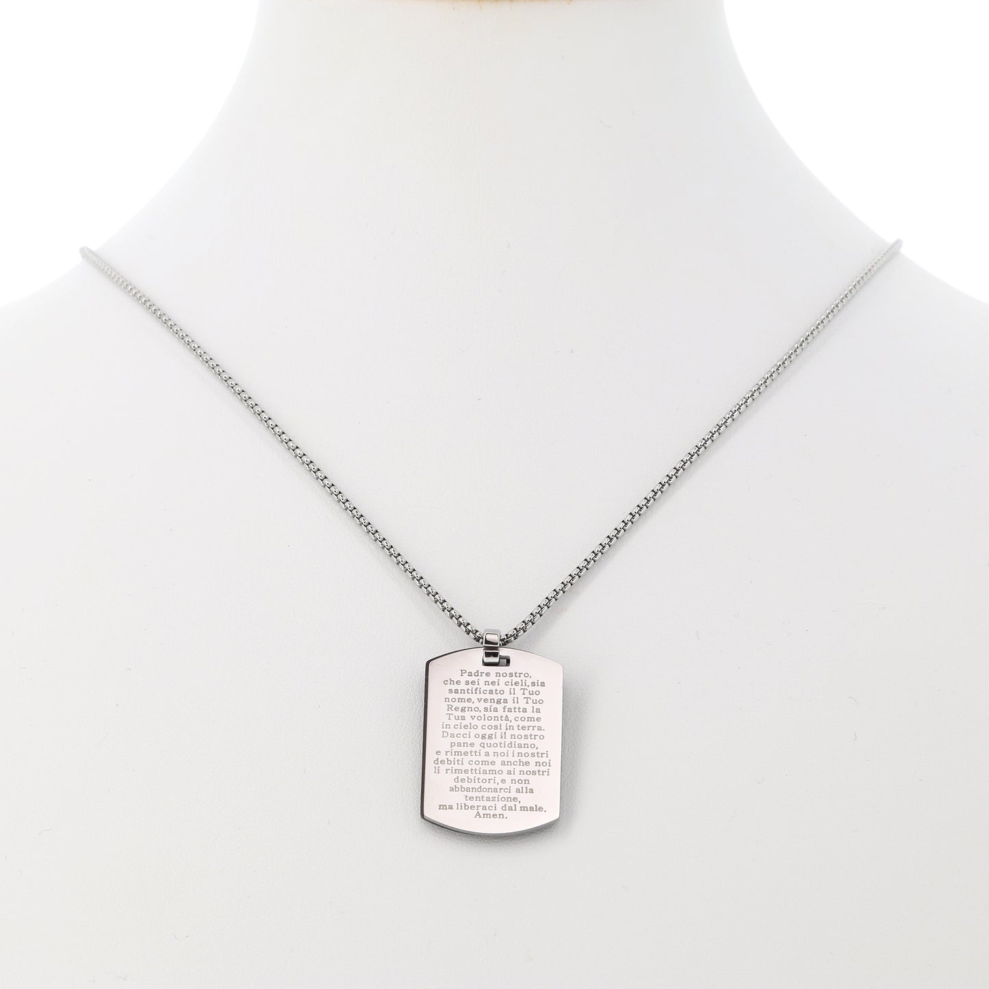 Collana da uomo con doppia placca in acciaio e incisione