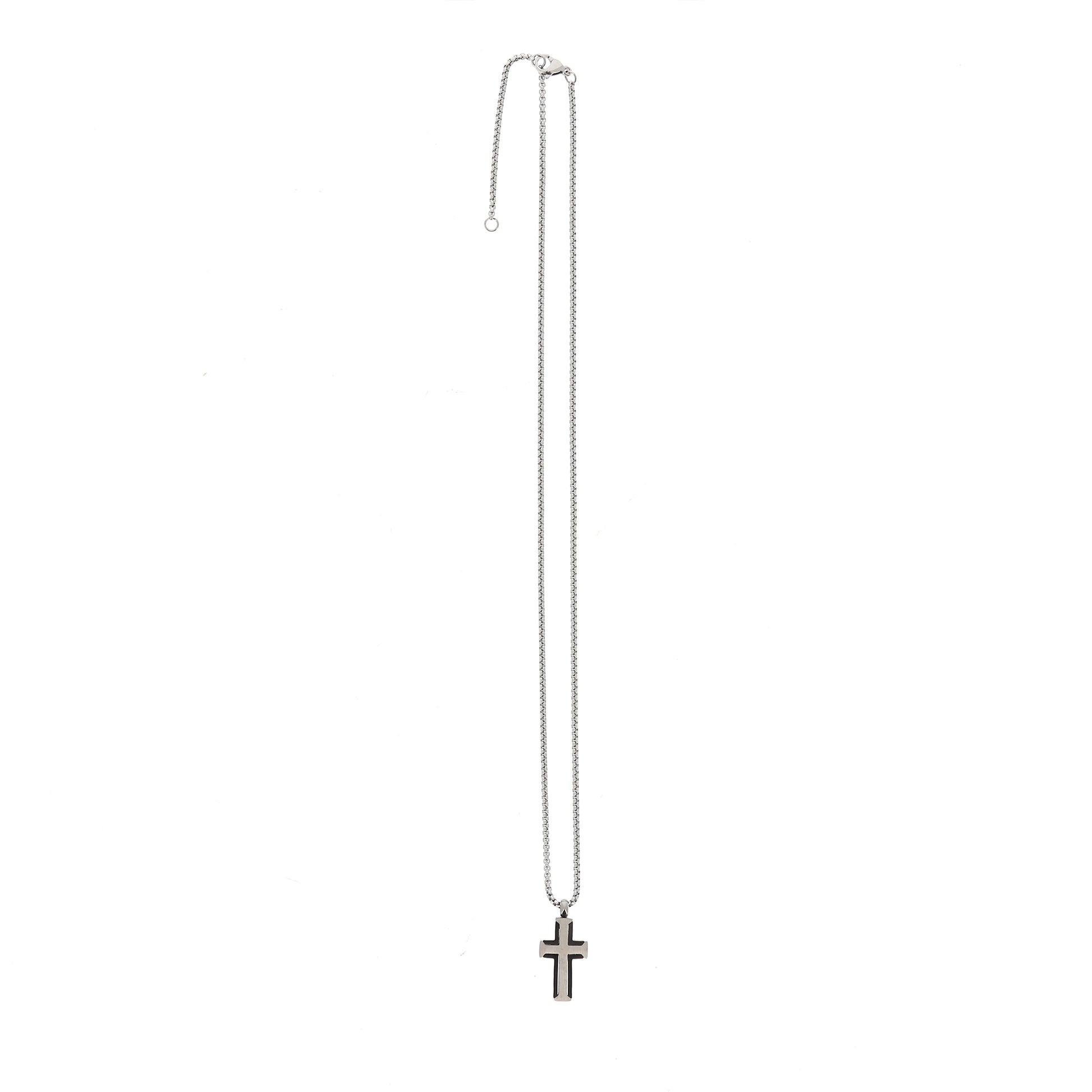 Collana da uomo con croce pendente in acciaio bicolore