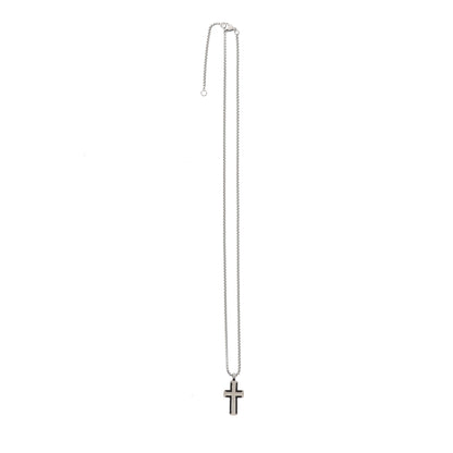 Collana da uomo con croce pendente in acciaio bicolore