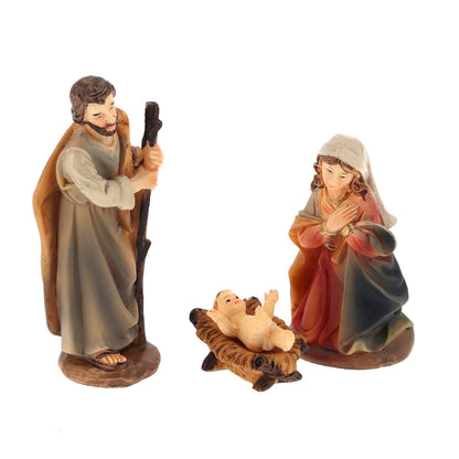 Set presepe composto da 11 soggetti, in resina. Altezza 9 cm