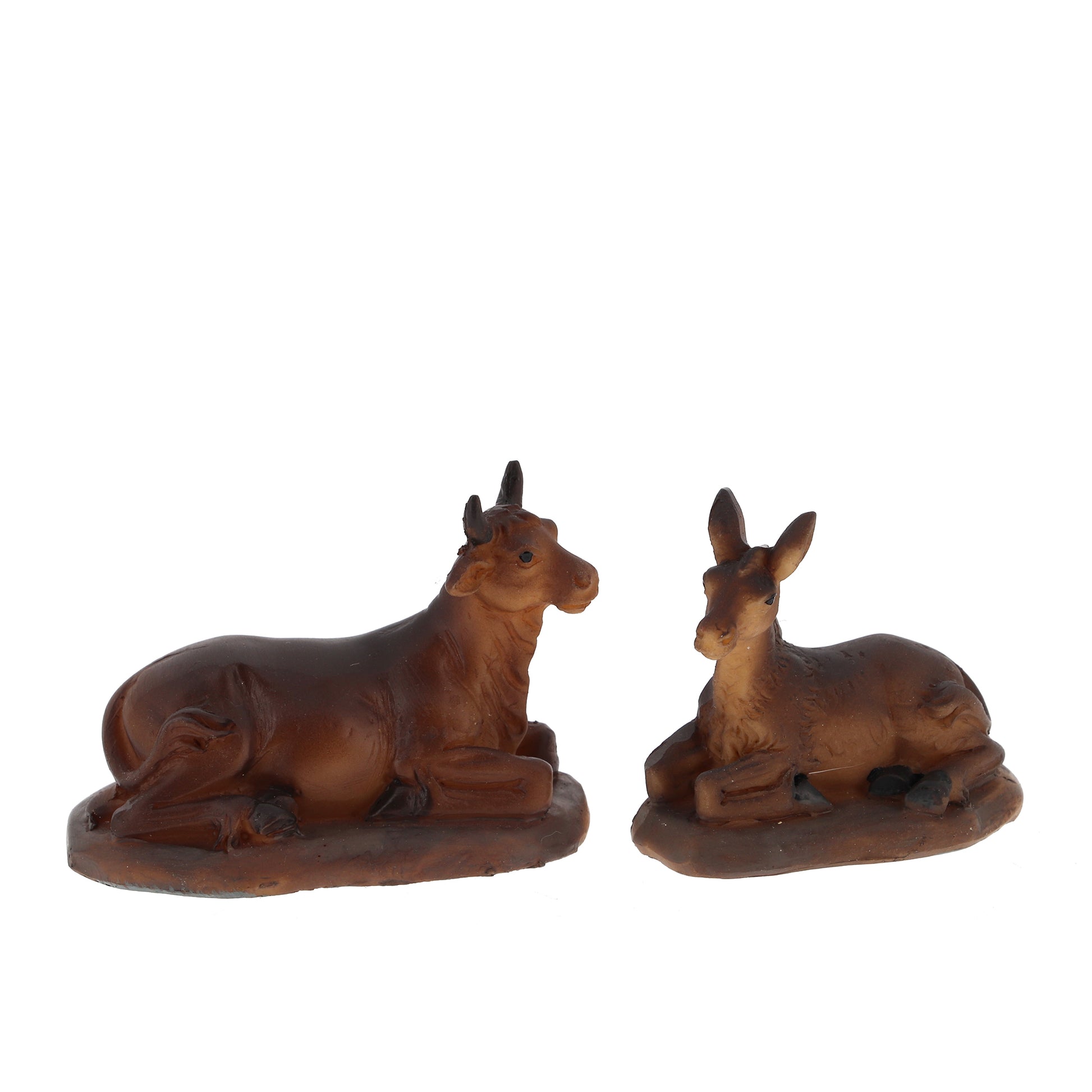 Set presepe composto da 11 soggetti, in resina. Altezza 9 cm