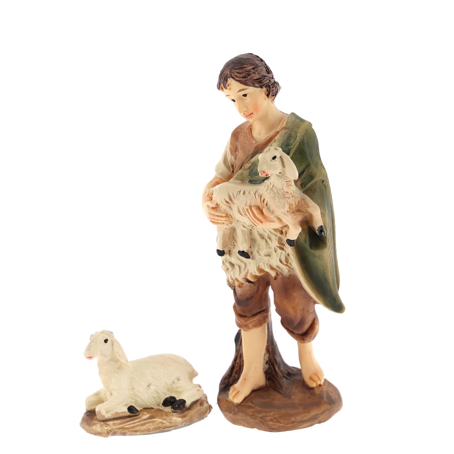 Set presepe composto da 11 soggetti, in resina. Altezza 9 cm